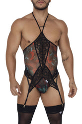 CandyMan 99661 Spitzen-Bodysuit, Farbe Schwarz-Print